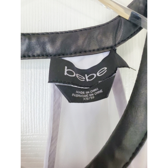 💗NWT bebe circle neck wrap top white black - Picture 7 of 8